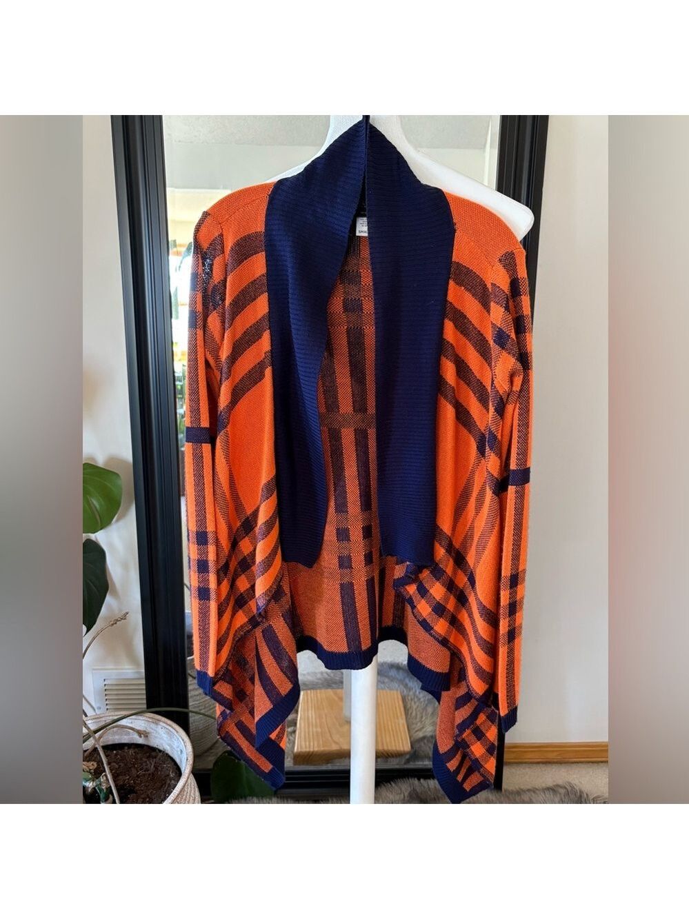 Blue & Orange Open Cardigan Sweater